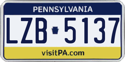 PA license plate LZB5137