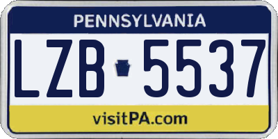 PA license plate LZB5537