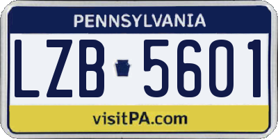 PA license plate LZB5601