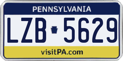 PA license plate LZB5629
