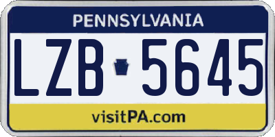 PA license plate LZB5645