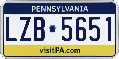PA license plate LZB5651
