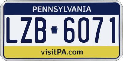 PA license plate LZB6071