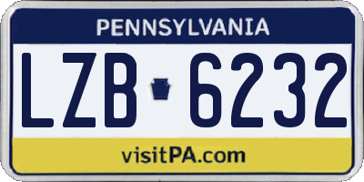 PA license plate LZB6232