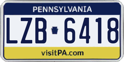 PA license plate LZB6418