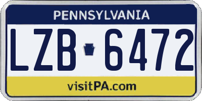 PA license plate LZB6472