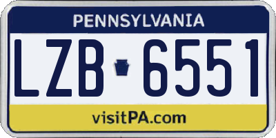 PA license plate LZB6551