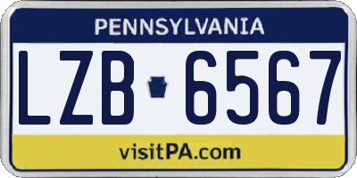 PA license plate LZB6567