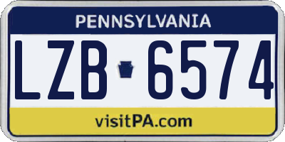 PA license plate LZB6574