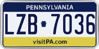 PA license plate LZB7036