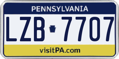 PA license plate LZB7707