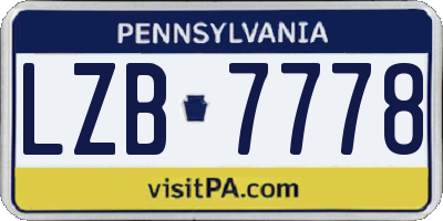 PA license plate LZB7778