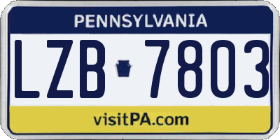 PA license plate LZB7803