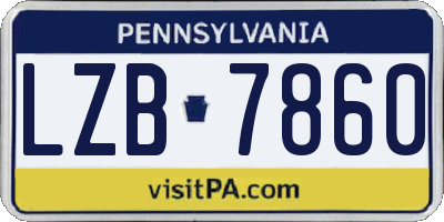 PA license plate LZB7860