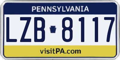 PA license plate LZB8117