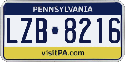 PA license plate LZB8216