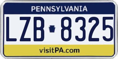 PA license plate LZB8325