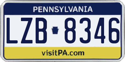 PA license plate LZB8346