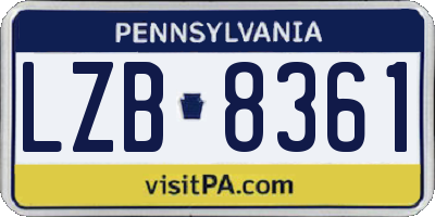 PA license plate LZB8361