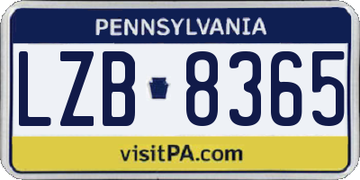 PA license plate LZB8365