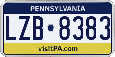 PA license plate LZB8383