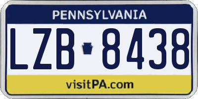 PA license plate LZB8438