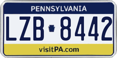 PA license plate LZB8442