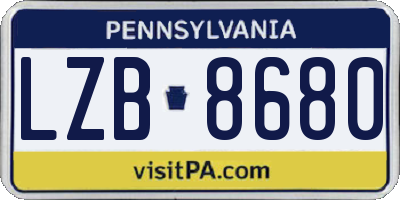 PA license plate LZB8680