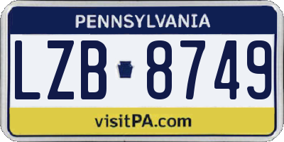 PA license plate LZB8749