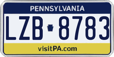 PA license plate LZB8783