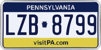 PA license plate LZB8799