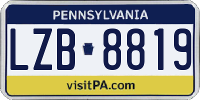 PA license plate LZB8819