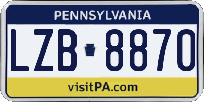PA license plate LZB8870