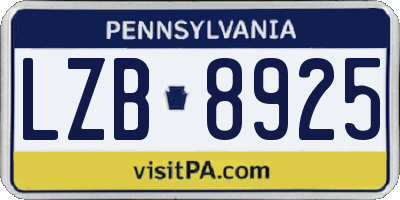 PA license plate LZB8925