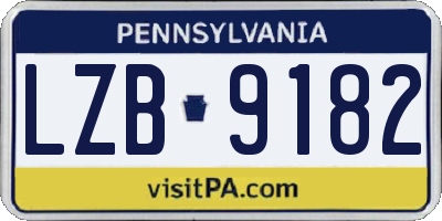 PA license plate LZB9182