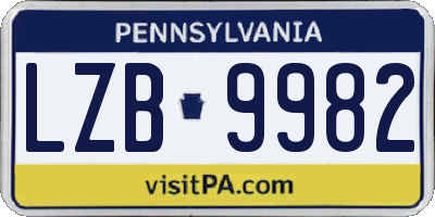 PA license plate LZB9982
