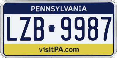 PA license plate LZB9987