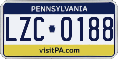 PA license plate LZC0188