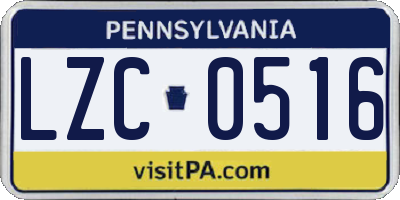 PA license plate LZC0516