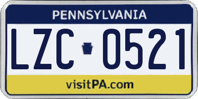 PA license plate LZC0521