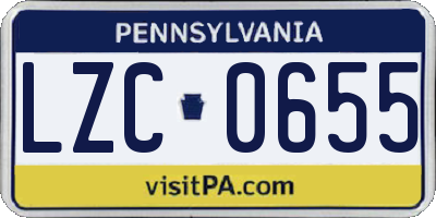 PA license plate LZC0655