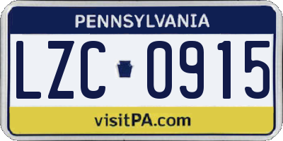 PA license plate LZC0915