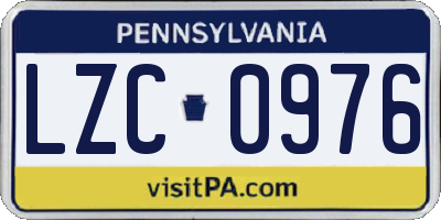 PA license plate LZC0976