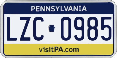 PA license plate LZC0985