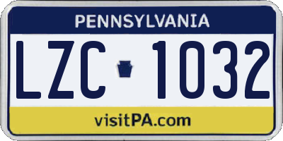 PA license plate LZC1032