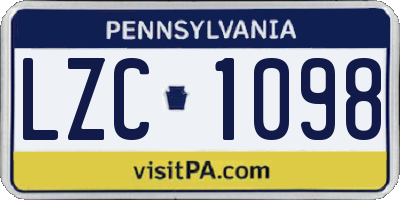 PA license plate LZC1098