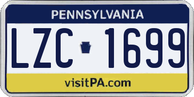 PA license plate LZC1699