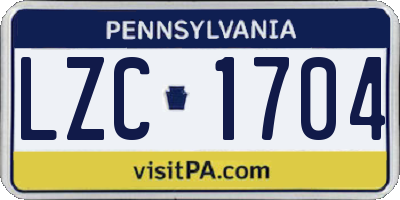 PA license plate LZC1704