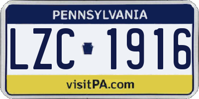 PA license plate LZC1916