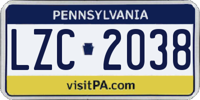 PA license plate LZC2038